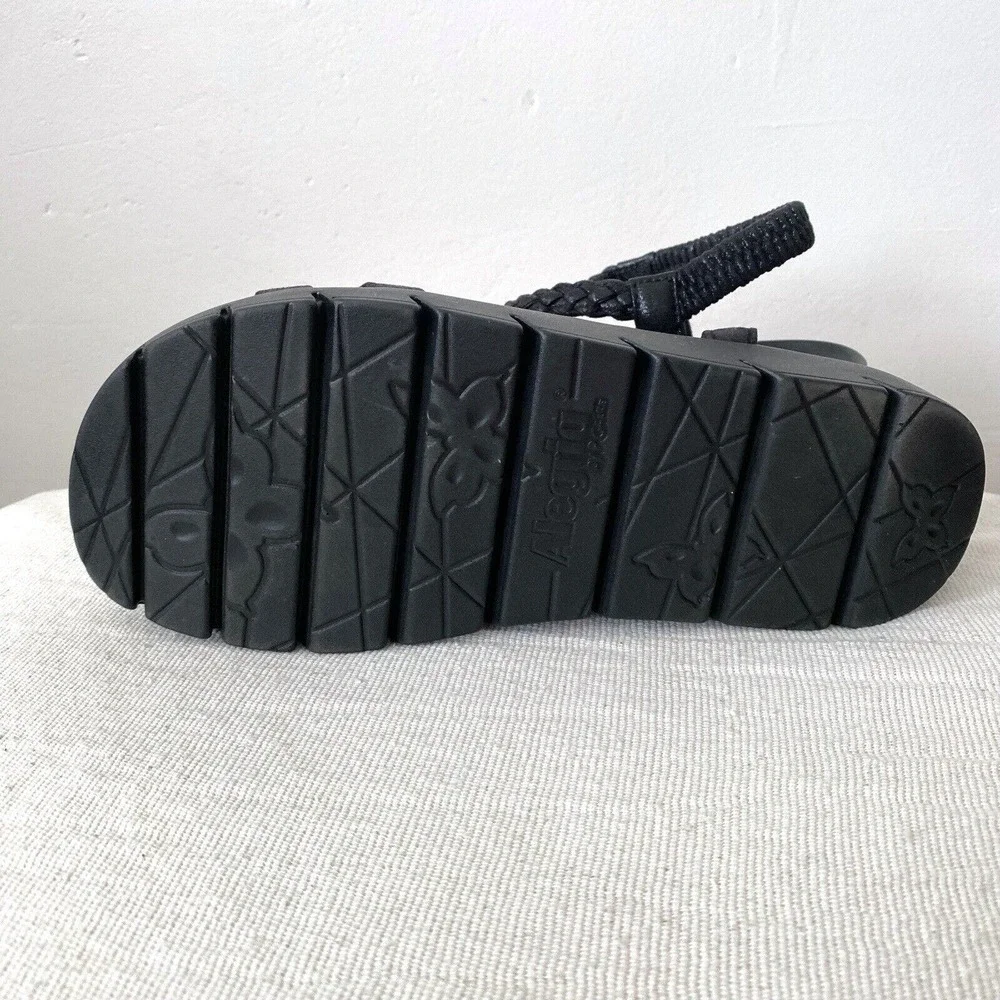 Alegria Leather Sandals Black Platform Braided‎ Women's Euro Size 38
